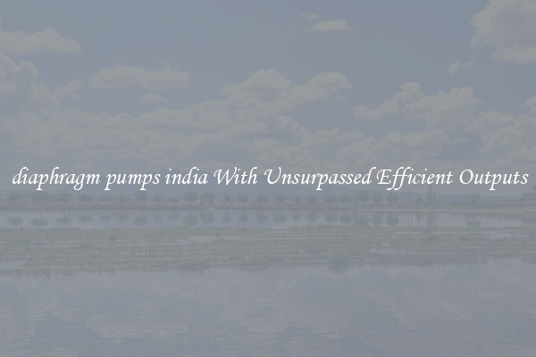 diaphragm pumps india With Unsurpassed Efficient Outputs